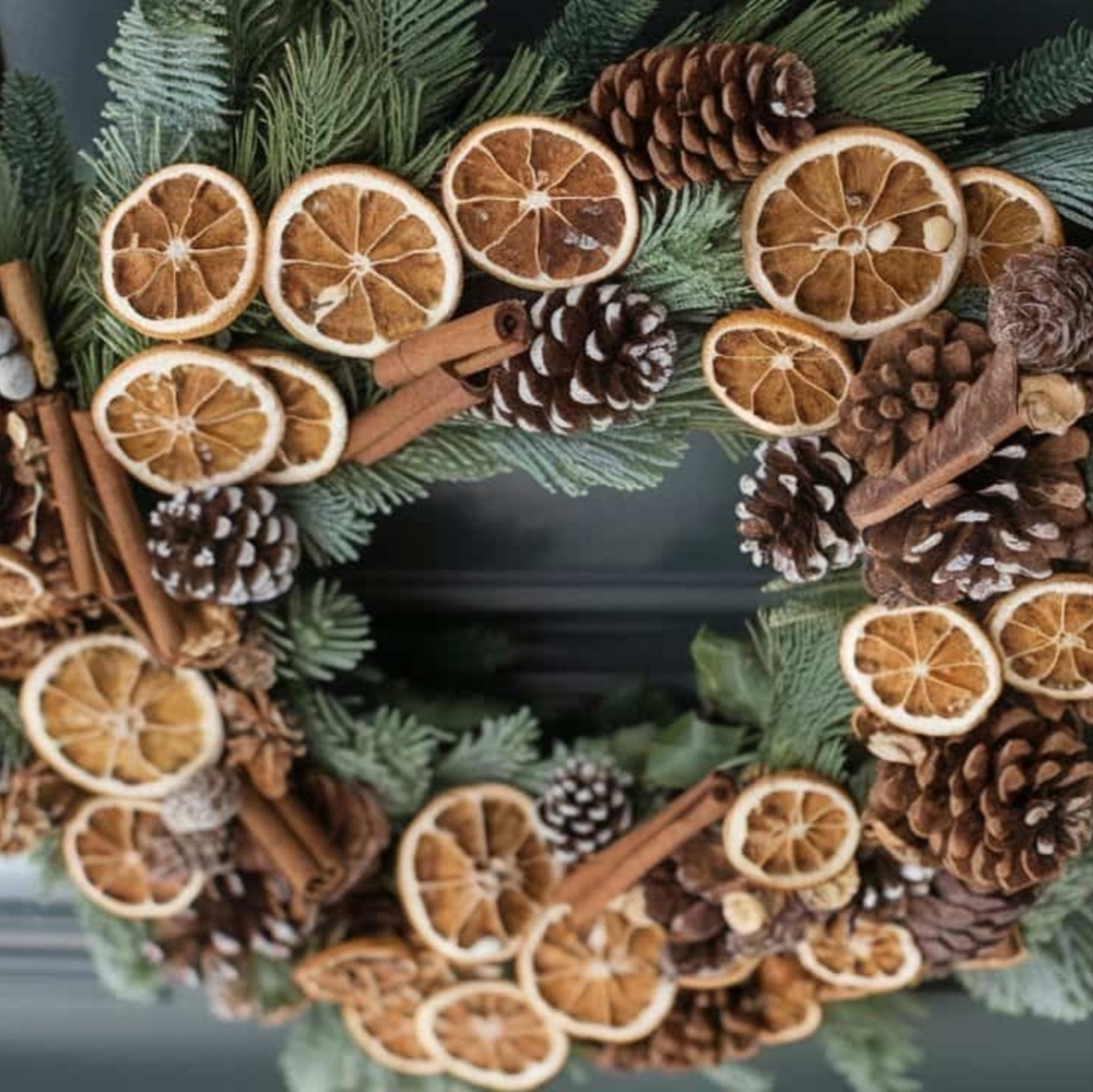 Festive Pinecone and Citrus Holiday Wreath